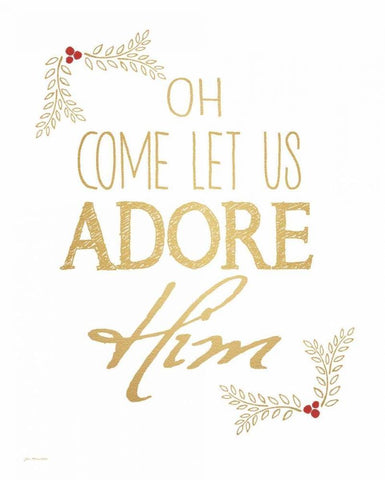 Adore Him White Modern Wood Framed Art Print with Double Matting by Moulton, Jo