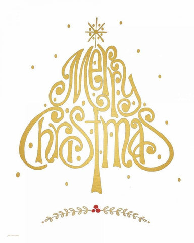 Merry Christmas White Modern Wood Framed Art Print with Double Matting by Moulton, Jo