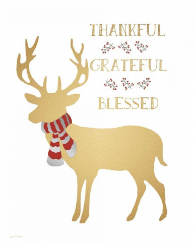 Deerly Blessed White Modern Wood Framed Art Print with Double Matting by Moulton, Jo