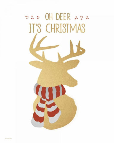 Oh Deer White Modern Wood Framed Art Print with Double Matting by Moulton, Jo