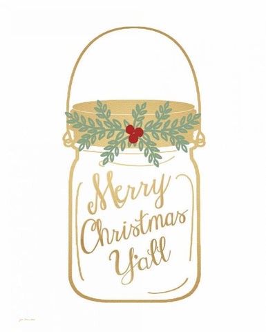 Merry Christmas Yall Black Ornate Wood Framed Art Print with Double Matting by Moulton, Jo