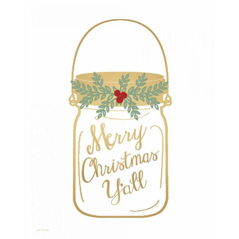 Merry Christmas Yall Black Modern Wood Framed Art Print by Moulton, Jo