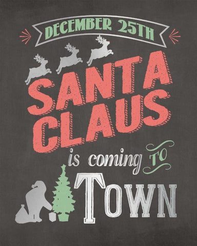 Santa Claus White Modern Wood Framed Art Print with Double Matting by Moulton, Jo