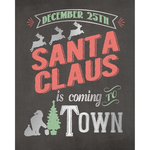 Santa Claus Black Modern Wood Framed Art Print by Moulton, Jo