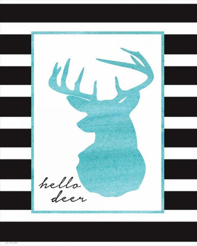 Hello Deer Black Ornate Wood Framed Art Print with Double Matting by Moulton, Jo