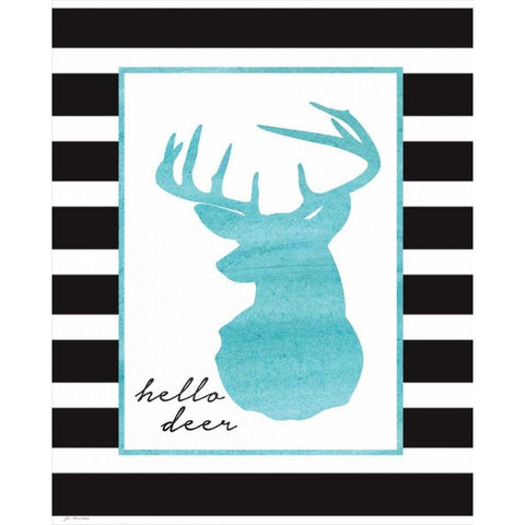 Hello Deer Black Modern Wood Framed Art Print by Moulton, Jo