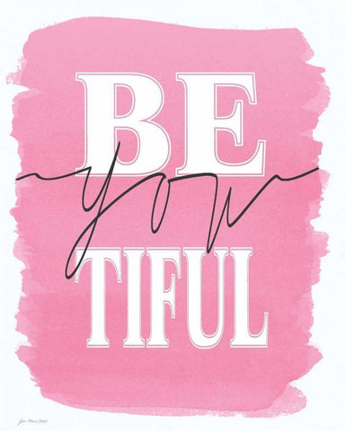 Be YOUtiful White Modern Wood Framed Art Print with Double Matting by Moulton, Jo