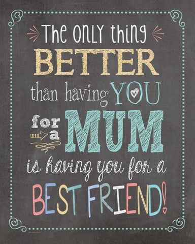 Best Friend Mum White Modern Wood Framed Art Print with Double Matting by Moulton, Jo