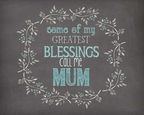 Mums Blessings White Modern Wood Framed Art Print with Double Matting by Moulton, Jo