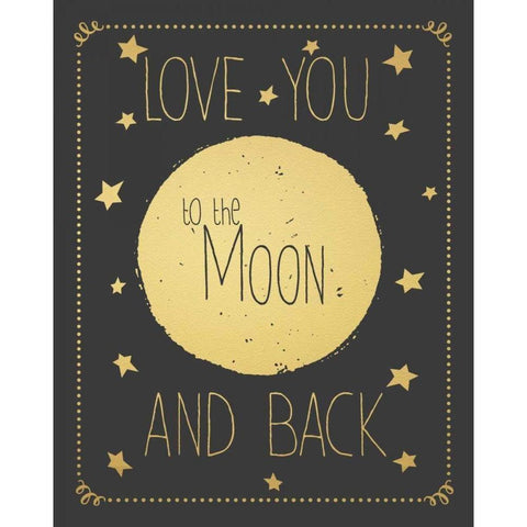 To the Moon - Grey Black Modern Wood Framed Art Print with Double Matting by Moulton, Jo