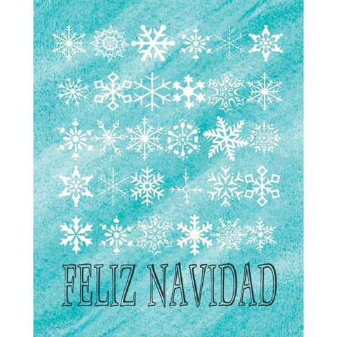 Feliz Navidad Snowflakes Gold Ornate Wood Framed Art Print with Double Matting by Moulton, Jo