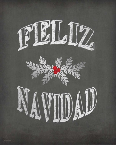 Feliz Navidad Black Ornate Wood Framed Art Print with Double Matting by Moulton, Jo