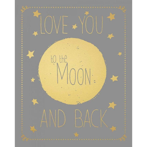 Moon and Back Gold Font White Modern Wood Framed Art Print by Moulton, Jo