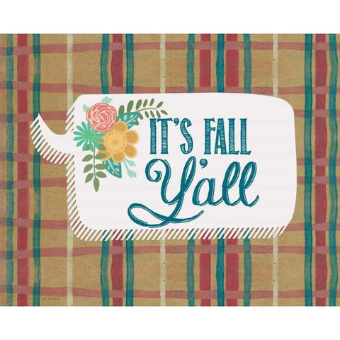 Fall Yall - Plaid White Modern Wood Framed Art Print by Moulton, Jo