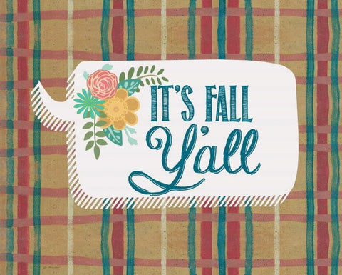 Fall Yall - Plaid Black Ornate Wood Framed Art Print with Double Matting by Moulton, Jo