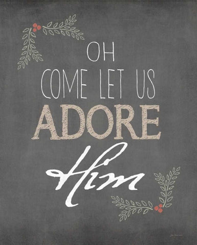 Adore Him White Modern Wood Framed Art Print with Double Matting by Moulton, Jo