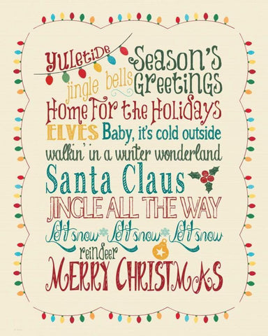 Seasons Greetings White Modern Wood Framed Art Print with Double Matting by Moulton, Jo