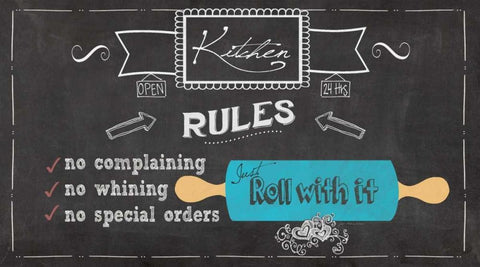 Kitchen Rules White Modern Wood Framed Art Print with Double Matting by Moulton, Jo