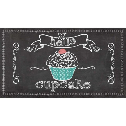 Hello Cupcake White Modern Wood Framed Art Print by Moulton, Jo