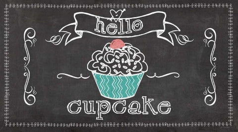 Hello Cupcake Black Ornate Wood Framed Art Print with Double Matting by Moulton, Jo