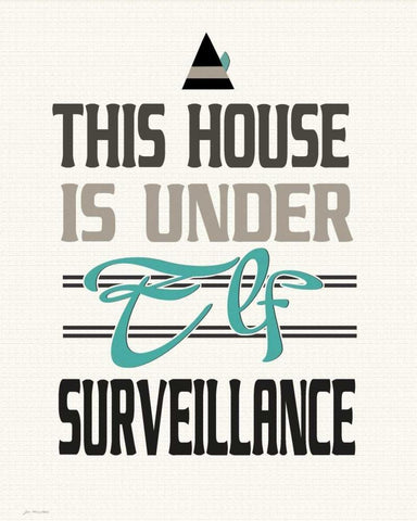 Elf Surveillance White Modern Wood Framed Art Print with Double Matting by Moulton, Jo