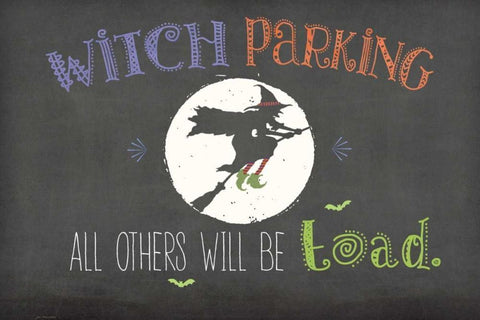 Witch Parking White Modern Wood Framed Art Print with Double Matting by Moulton, Jo