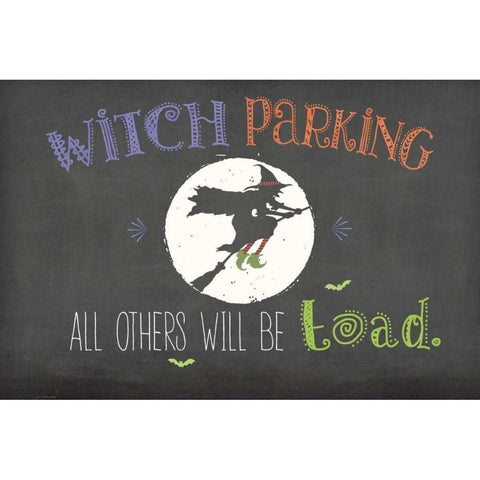 Witch Parking Black Modern Wood Framed Art Print by Moulton, Jo