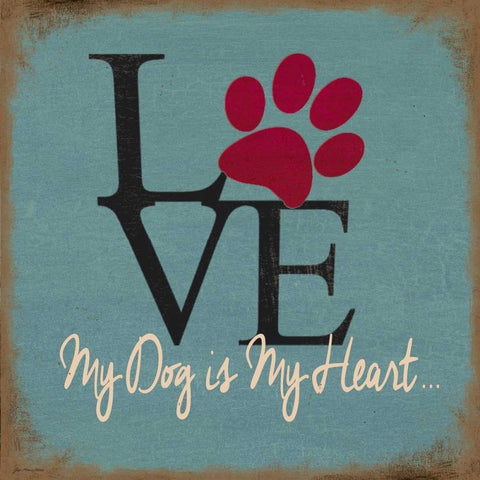 Love My Dog Gold Ornate Wood Framed Art Print with Double Matting by Moulton, Jo