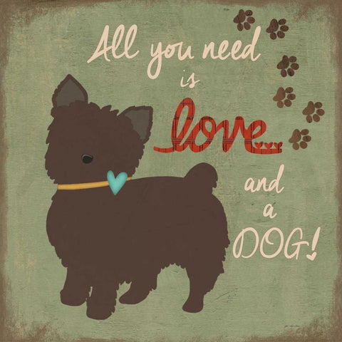 Love and a Dog Black Modern Wood Framed Art Print with Double Matting by Moulton, Jo