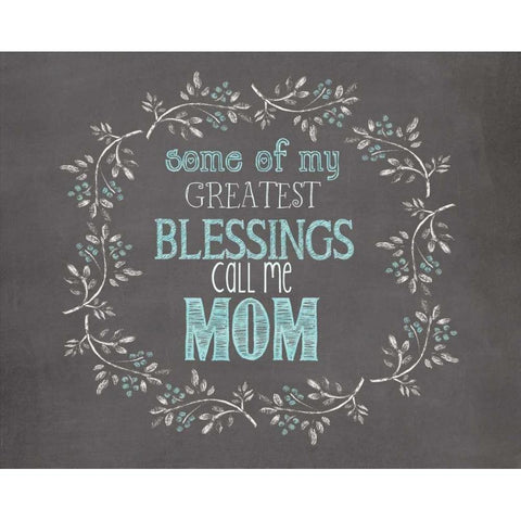 Moms Blessings White Modern Wood Framed Art Print by Moulton, Jo