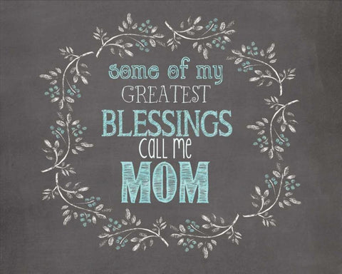 Moms Blessings Black Ornate Wood Framed Art Print with Double Matting by Moulton, Jo