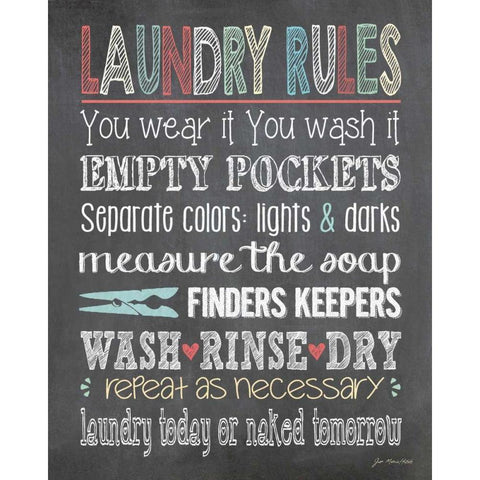 Laundry rules Gold Ornate Wood Framed Art Print with Double Matting by Moulton, Jo