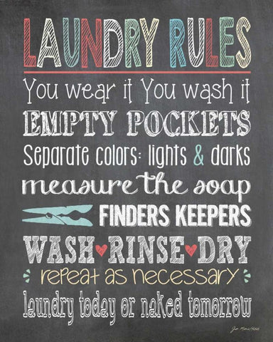 Laundry rules Black Ornate Wood Framed Art Print with Double Matting by Moulton, Jo