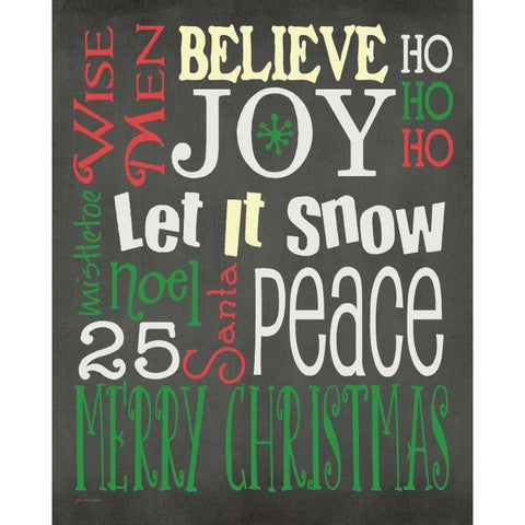 Christmas Subway Black Modern Wood Framed Art Print by Moulton, Jo