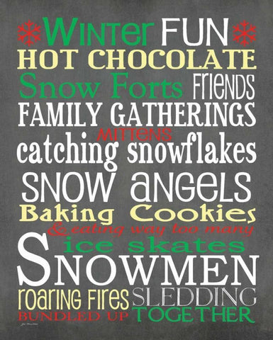 Winter Fun   White Modern Wood Framed Art Print with Double Matting by Moulton, Jo