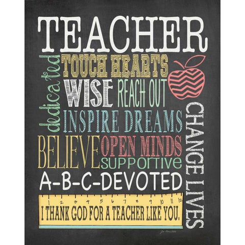 Teacher Subway Black Modern Wood Framed Art Print with Double Matting by Moulton, Jo