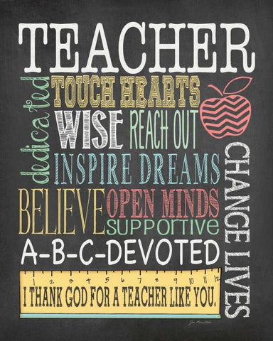 Teacher Subway White Modern Wood Framed Art Print with Double Matting by Moulton, Jo