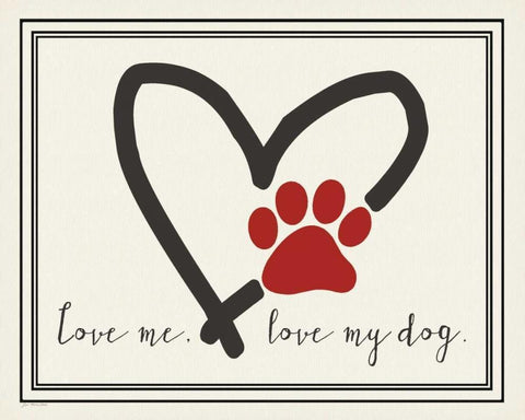 Love Me Dog Black Ornate Wood Framed Art Print with Double Matting by Moulton, Jo