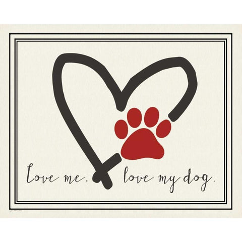 Love Me Dog Black Modern Wood Framed Art Print by Moulton, Jo