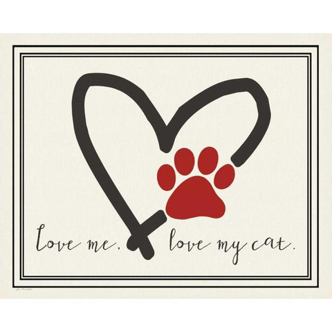 Love Me Cat Black Modern Wood Framed Art Print with Double Matting by Moulton, Jo