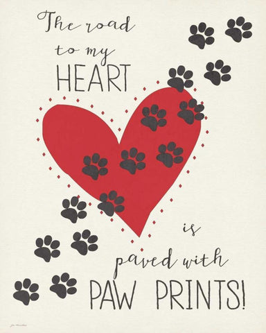 Paw Prints White Modern Wood Framed Art Print with Double Matting by Moulton, Jo