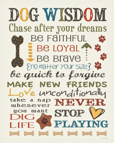 Dog Wisdom White Modern Wood Framed Art Print with Double Matting by Moulton, Jo