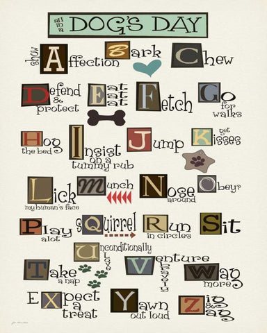 Dog Alphabet Black Ornate Wood Framed Art Print with Double Matting by Moulton, Jo