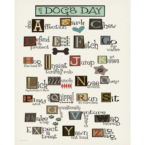 Dog Alphabet Black Modern Wood Framed Art Print by Moulton, Jo