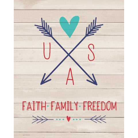 Faith Family Freedom Black Modern Wood Framed Art Print with Double Matting by Moulton, Jo