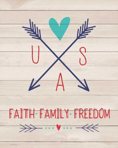 Faith Family Freedom White Modern Wood Framed Art Print with Double Matting by Moulton, Jo