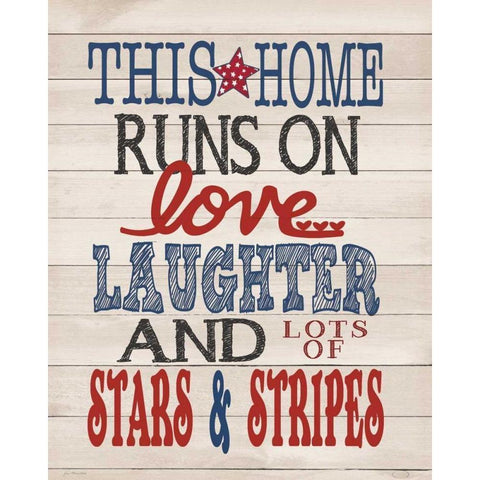 Stars and Stripes Black Modern Wood Framed Art Print with Double Matting by Moulton, Jo