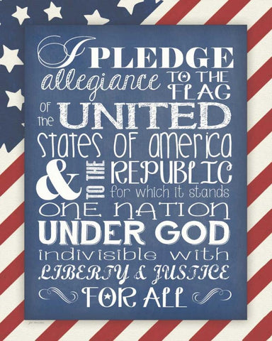 Flag Pledge of Allegiance White Modern Wood Framed Art Print with Double Matting by Moulton, Jo