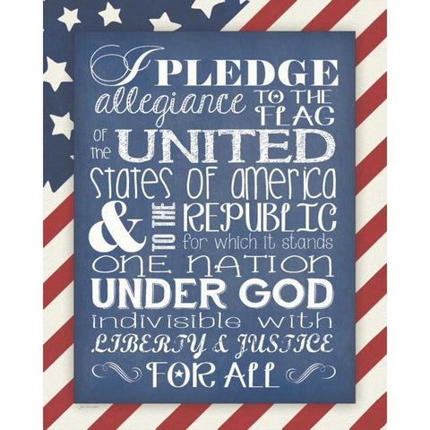 Flag Pledge of Allegiance Gold Ornate Wood Framed Art Print with Double Matting by Moulton, Jo