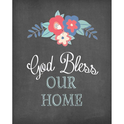 God Bless Our Home Black Modern Wood Framed Art Print with Double Matting by Moulton, Jo